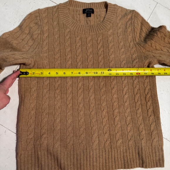 J.Crew Cashmere Cable Crewneck Camel SzM - Picture 4 of 5